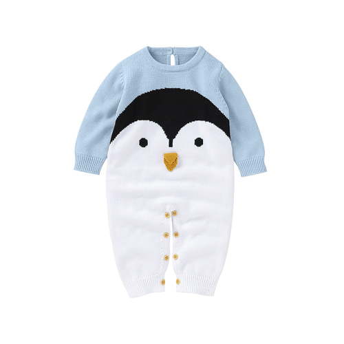 GEZHEN Cartoon Penguin Baby Bodysuit Baby Girls Boys Cartoon Winter Warm Knit Outwear Sweater Jumpsuit