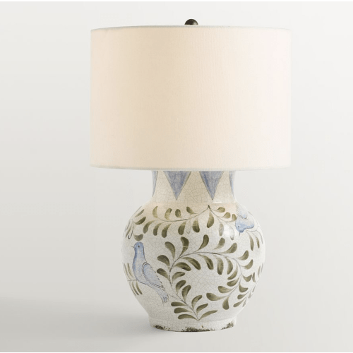 Handcrafted Nursery Bird Print Ceramic Table Lamp