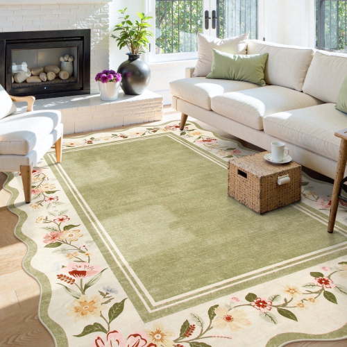 Lahome, Area Rug, 5' x 7', Green, Washable, Non-Slip