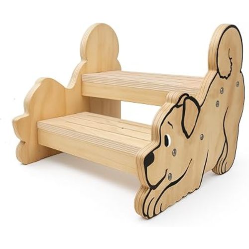 Motherly Haven Step Stool for Toddlers & Kids with Dog Theme - 14.2x11.8 in