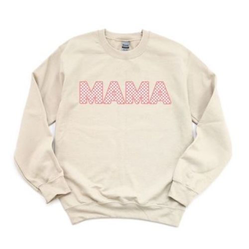 Simply Sage Market Women's Graphic Sweatshirt Pink Checkered Mama - XL - Dust