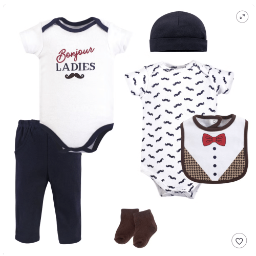 Hudson Baby Infant Boys Cotton Layette Set, Bonjour, 6-9 Months