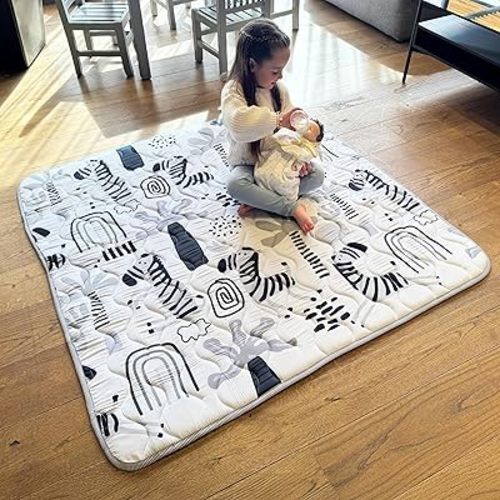 Miotetto Baby Mat for Floor, 50" x 50" Playpen Mat, Thick Soft Foam Padding Baby Play Mat, Portable Quilted playmat - Washable Baby Floor Play mat, Non-Slip Play Mat for Babies & Toddlers