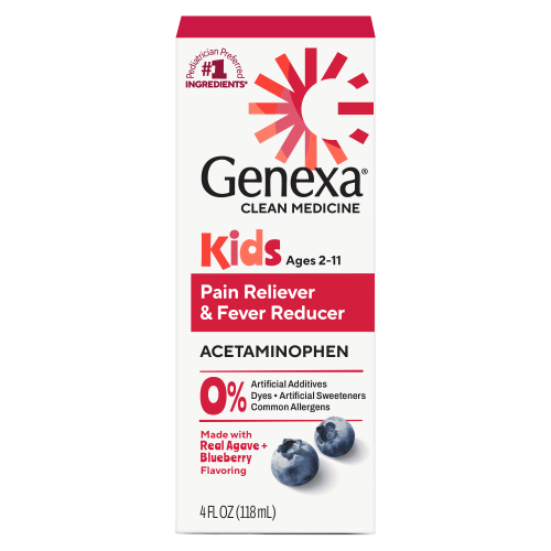 Genexa Kids Pain and Fever Acetaminophen Blueberry Flavor 4 fl oz