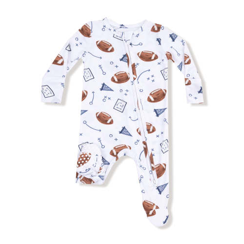 2-Way Zip Footie, Touchdown Time Navy