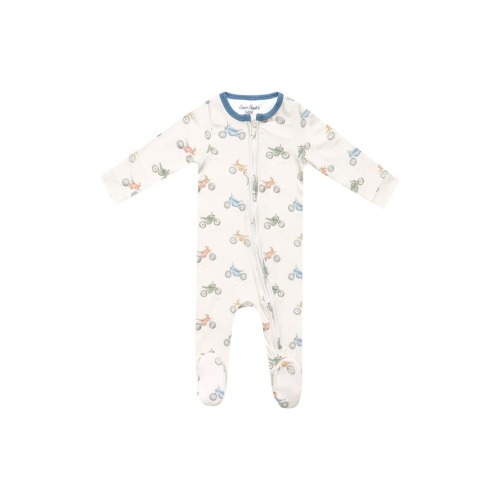 Ryder Motorcycle Print Zip-Up Footie, 0-3M