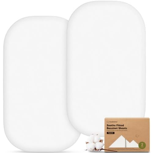 2pk Organic Bassinet Sheets, Compatible with Maxi Cosi (Soft White)