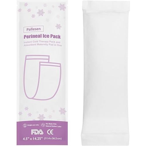 Postpartum Perineal Ice Pack with Built-in Absorbent Pad – One-Time Use Cold Compress & Postpartum Pad for C-Section & Vaginal Delivery Recovery, Comfort & Pain Relief for Moms (8 Packs)
