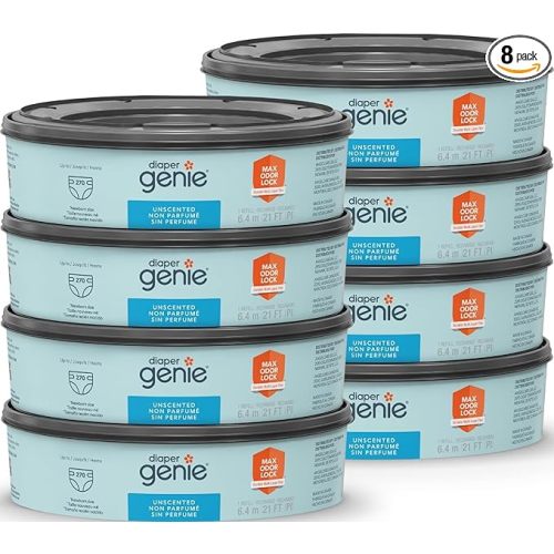 Diaper Genie Bags Refills 270 Count (Pack of 8) with Max Odor Lock | Holds Up to 2160 Newborn Diapers