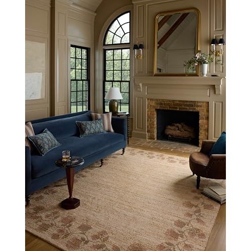 Loloi Chris Loves Julia Rue Collection RUE-05 Natural/Multi 8'-6" x 11'-6" Area Rug Jute Neutral Floral Living Room Bedroom Rug