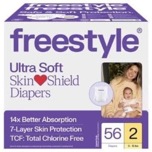 Free~Style Hyper Absorbent Ultra Soft TCF Baby Diapers (Size 2, 56 Count)