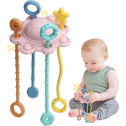 ETETOO Montessori Pull String Toy Silicone Travel Toy