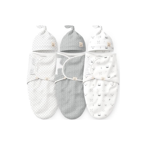 3-Pack Soothe Swaddle Wraps with Knot Hats