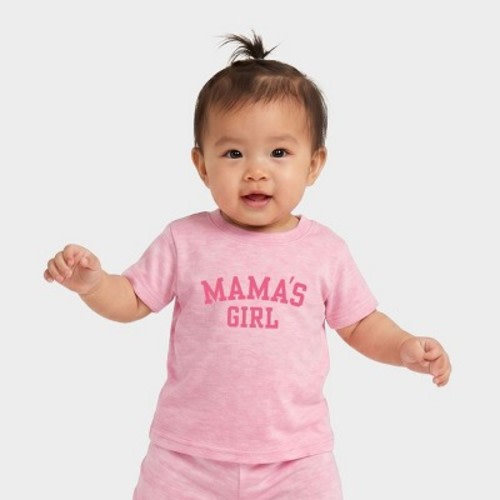 The Juniper Shop - Infant Jogger Pant Crew Set - Mama's Girl Varsity - Cotton Candy - 3-6 MONTH: Lightweight Fabric, Typography Pattern, Pullover