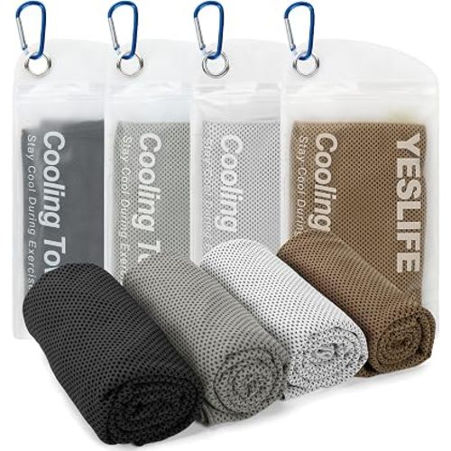 YESLIFE 4-Pack Cooling Towels (40"x 12"), Cooling Neck Wraps, Ice Towel