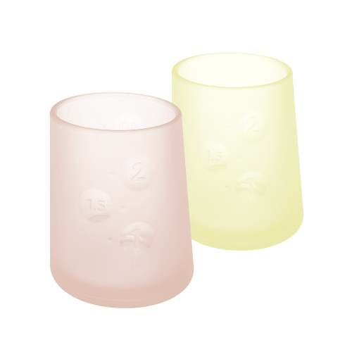 2oz Silicone Open Training Cup 2-Pack - Pink and Yellow