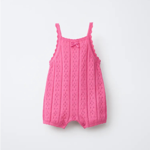 POINTELLE KNIT ROMPER - Fuchsia