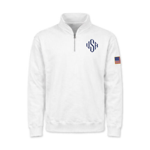 U.S.A. Quarter-Zip – White – FUENTES.STORE