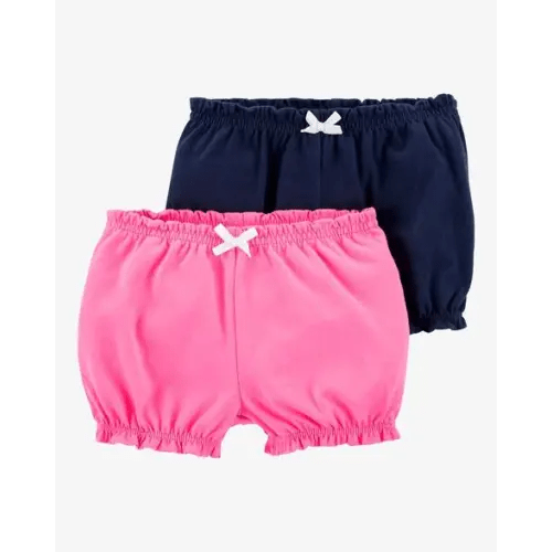 Baby Girl 2-Pack Bubble Shorts - Pink/Navy | Carter's