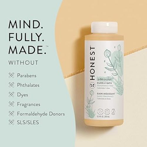 The Honest Company Foaming Bubble Bath Gentle for Baby, Naturally Derived, Tear-free, Hypoallergenic, Fragrance Free, Sensitive, 12 fl oz