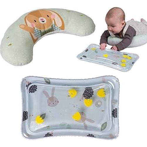 Taf Toys Tummy Time Training Set with Water Mat & Supportive Tummy Play for Baby Development, Baby Tummy Time Play Mat & Lounge Cushion for Newborn, Infants and Toddlers Tummy Time Toys