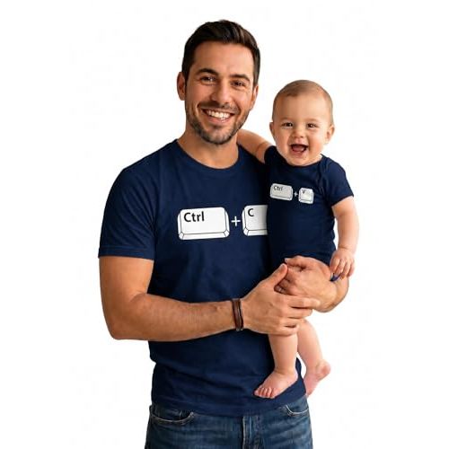 Tstars Ctrl C Ctrl V Dad and Baby Matching Shirts - Funny Daddy and Me Outfit for Father's Day or Family Photos