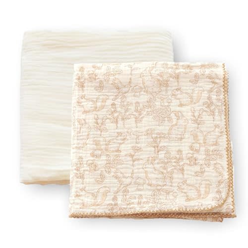 Gunnaicat Baby Swaddle Newborn Recieving Blanket 100% Cotton Muslin 2Pack Nursery Wrap Lace Design 40"x40"