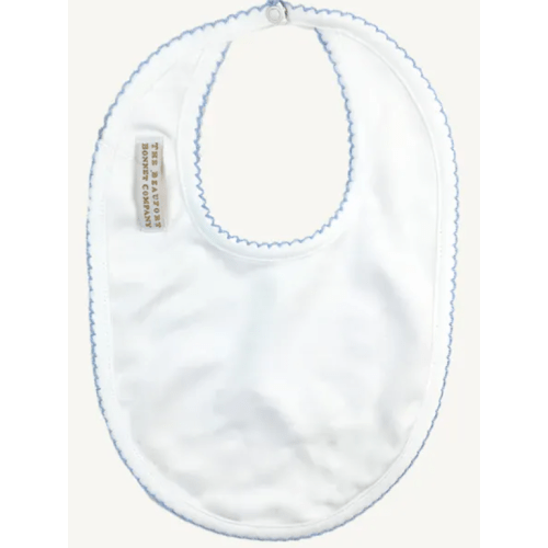 Bellyful Bib - Worth Avenue White with Buckhead Blue Picot Trim