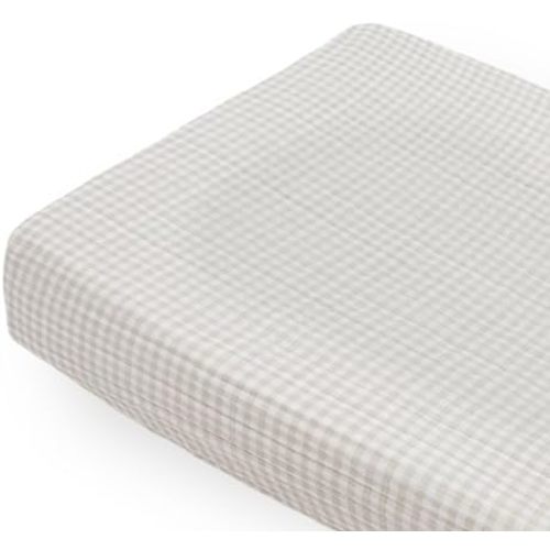 Little Unicorn Changing Pad Cover for Newborns & Infants | Soft & Breathable Muslin Fabric | Baby Diaper Changing Table Pad Cover (Tan Gingham)