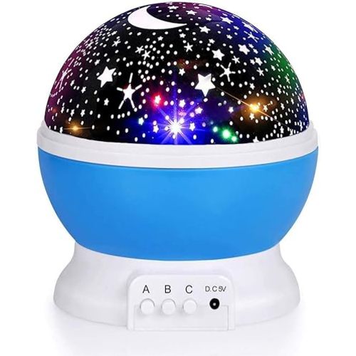 RICTLY Night Light for Kids, Kids Night Light Nebula 360 Degree Rotation - 4 LED Bulbs 12 Light Color Star Projector Changing with USB Cable, Romantic Gifts for Men Women Children