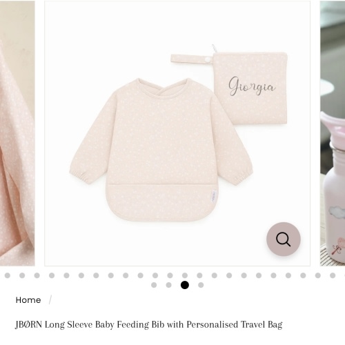 JBØRN Long Sleeve Baby Feeding Bib with Personalised Travel Bag
