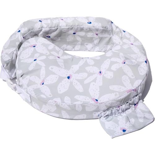 My Brest Friend Original Nursing Pillow Enhanced Ergonomics Essential Breastfeeding Pillow Support for Mom & Baby W/Convenient Side Pocket, Double Straps & Slipcover, Platinum Posies