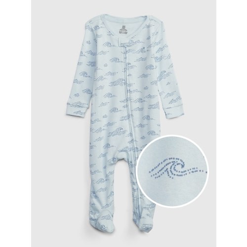 Baby Print Footed One-Piece in poolside blue, size: 3-6 M