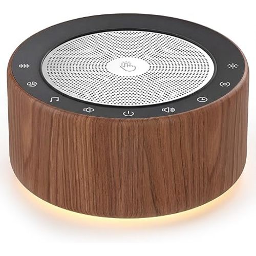 Kipcush White Noise Machine - Soft Non-Glare Nursery Lamp, 30 Soothing Sounds, 8 Color Lights, Max 8-Hour Timer for Baby & Adults (White, Standard)