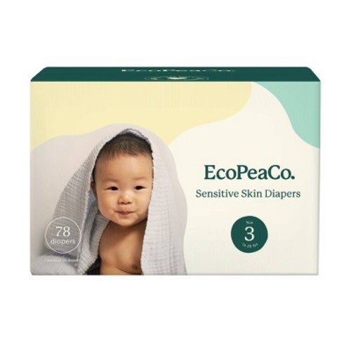 EcoPeaCo. Bamboo Disposable Diapers Made with Organic Bamboo and Viscose - Size 3 - 78ct