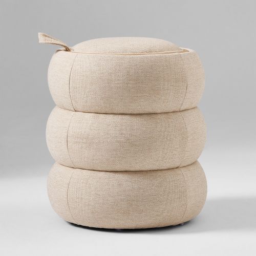 Lumi Storage Side Table Narrow Sand Performance Basketweave