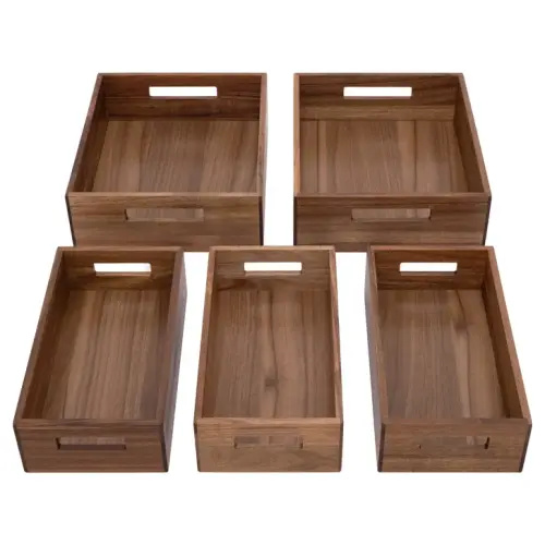 Seville Classics Acacia Storage Bin Set, 5-piece | Costco