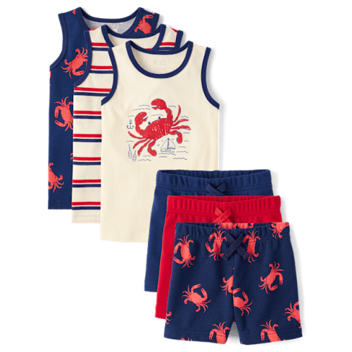 Baby And Toddler Boys Crab 6-Piece Outfit Set - Blue
