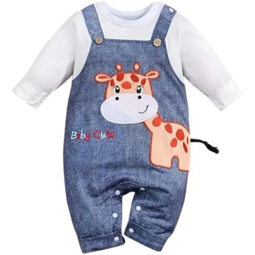 Baby Boy's Baby Cute Letters Giraffe Applique Soft Long Sleeves Outdoors Essential Ideal Gift