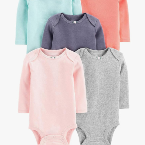 Simple Joys by Carter's Baby Girls' Long-Sleeve Bodysuit, Pack of 5
