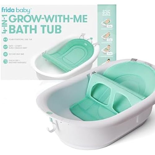 Frida Baby 4-in-1 Grow-with-Me Baby Bathtub, Baby Tub for Newborns to Toddler with Removable Bath Seat & Backrest for Bath Support in Tub