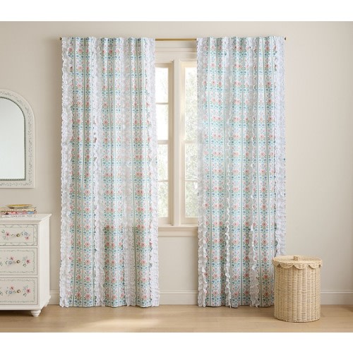 Hill House Home Eyelet Ruffle Light Filtering Curtain | Pottery Barn Kids