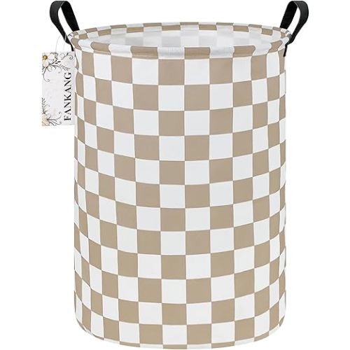 FANKANG Storage Basket, Nursery Hamper Canvas Laundry Basket Foldable with Waterproof PE Coating Large Storage Baskets for Kids Boys and Girls, Office, Bedroom, Clothes,Toys(Beige flag)