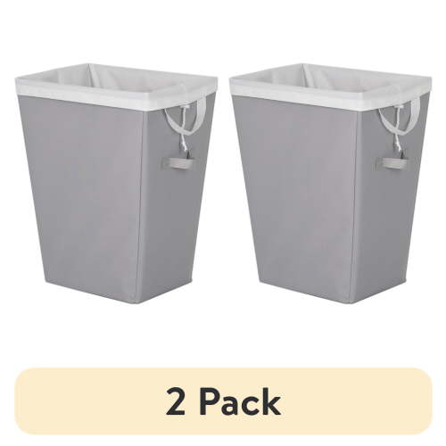 (2 pack) Mianstays Polyester Laundry Hamper with Removable Liner, Slim Rectangle with Carrying Handles, Gray