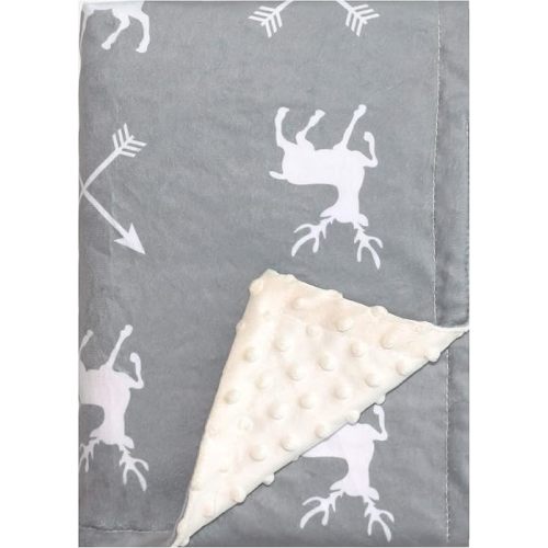 Soft Plush Deer Baby Blanket for Boys Girls Unisex with Print Animal Pattern Double Layer Dotted Backing Bed Throws for Baby Crib Receiving for Newborns 30x40 Inches