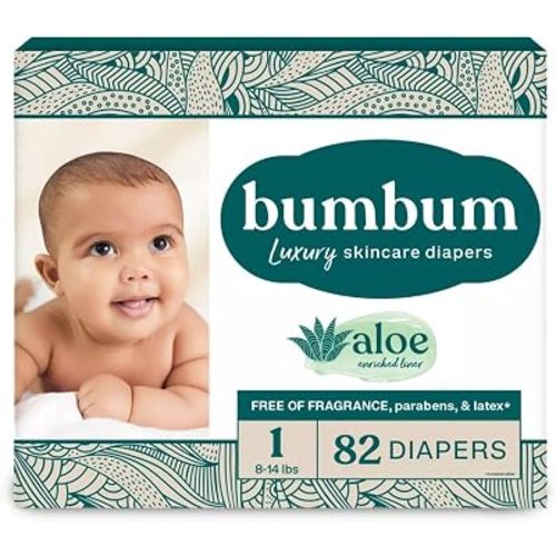 Bum~Bum Luxury Diapers, Size 1, 82 Count, Fragrance-Free