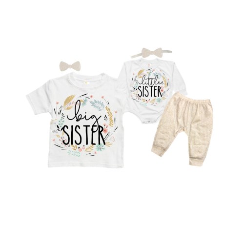 SET Big Sister/Little Sister Matching Sister Set. Pregnancy Annoucement. Baby Shower Gift.