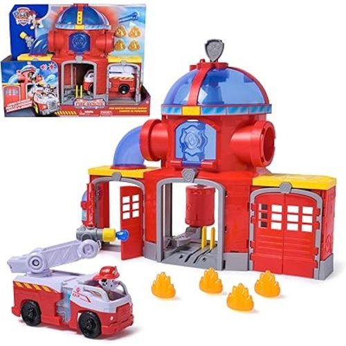 Paw Patrol - Fire Rescue Fire Station - Marcus Car Figure - Sound & Light Effects - Kids Toy - Ages 3+