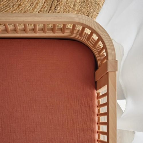 Crib Sheets – Organic Cotton Muslin Fitted Crib Sheet – Standard Size for Baby Boy and Baby Girl 28" x 52" Ultra-Soft and Breathable. (Cedar)