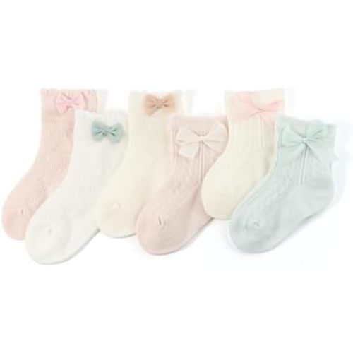 Baby Girls Socks with Bow 2nd-generation Newborn Cotton Cute Princess Socks for Toddler Infant